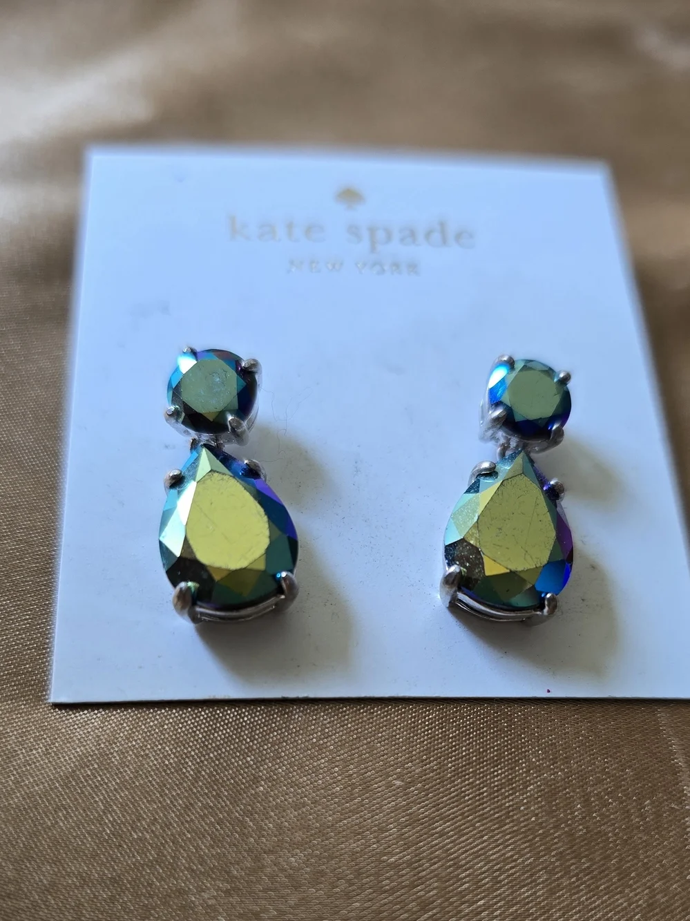 Kate Spade Iridescent Teardrop Stud Earrings - Green/Blue